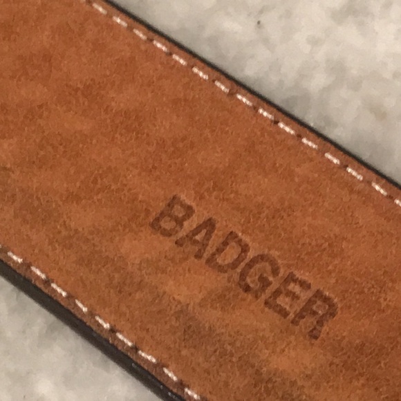 Badger Leather Belt Mens 38 Brown Woven Classic Western Cowboy Festival Rancher - Picture 2 of 6